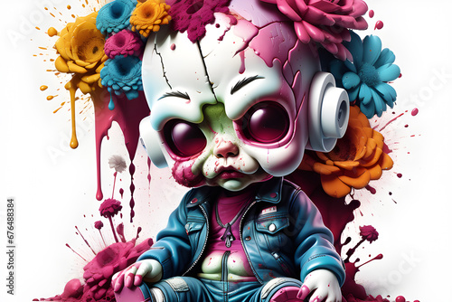 Doll in Blooms and Colors AI generated photo