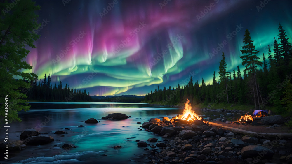 Aurora Riverside Camping: Harmony in the Northern Wilderness