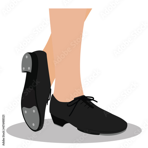 illustration of Oxford style tap shoes design flat illustration