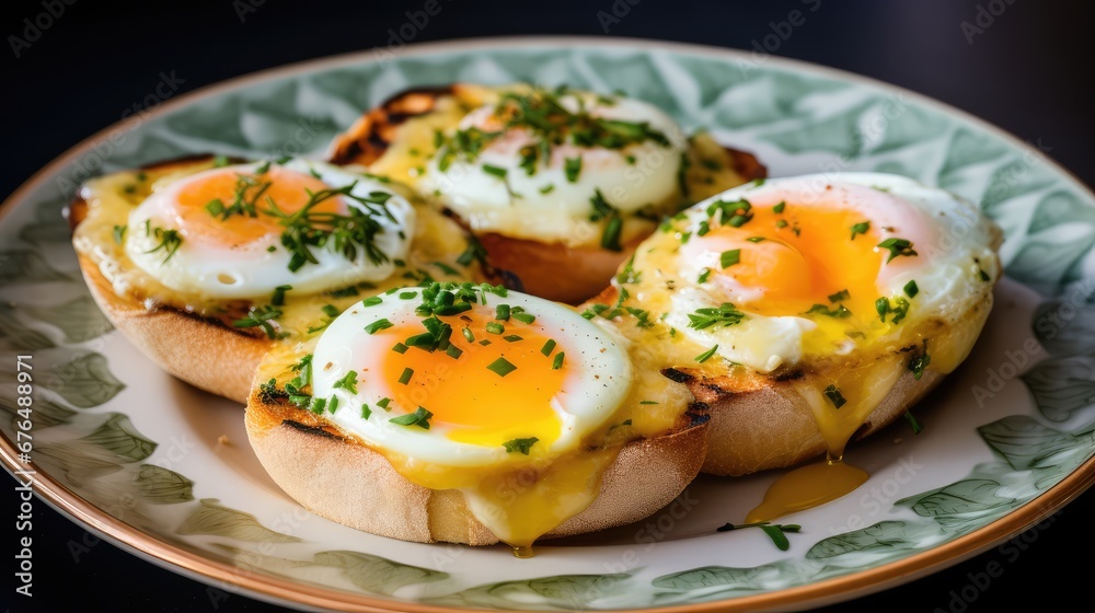Eggs on English muffins sandwich Eggs on English muffins sandwich