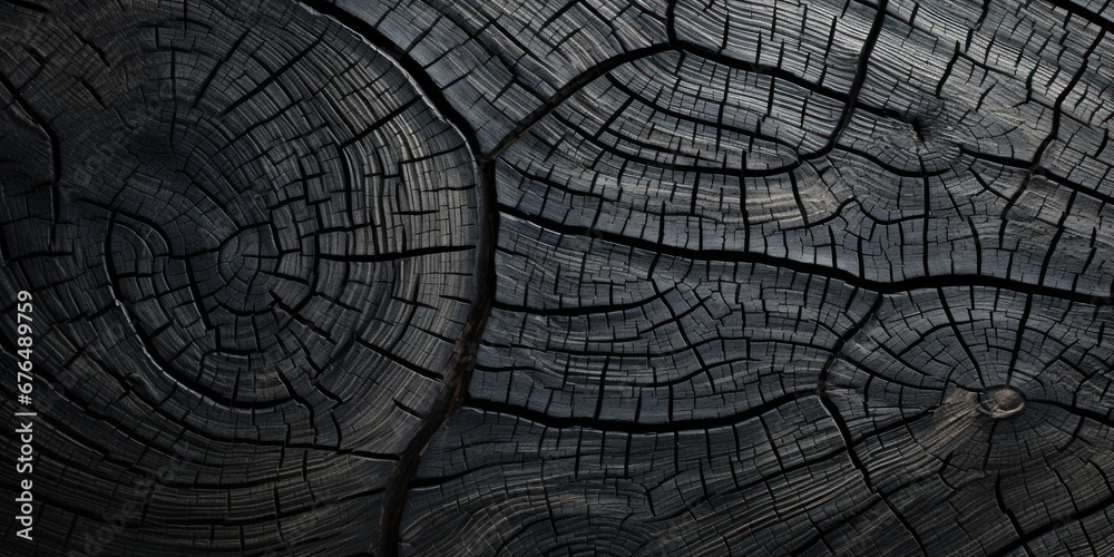 Fototapeta premium black burnt cracked wood, texture background