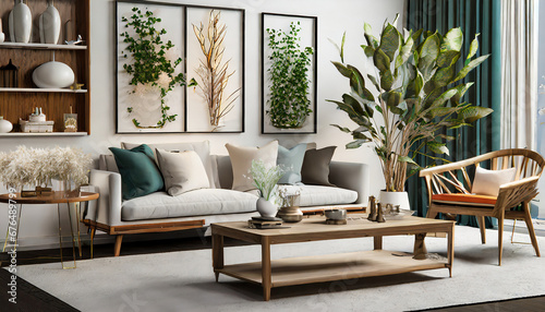 modern interior furniture set in 3d rendering photo