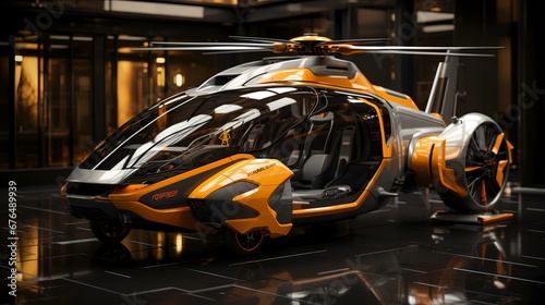 Generative AI illustration of a futuristic helicopter © shameem