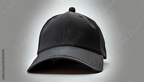 black baseball cap mockup front view png file of isolated cutout object with shadow on transparent background photo