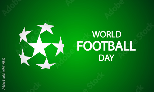 Football day world soccer ball stars green background, vector art illustration.