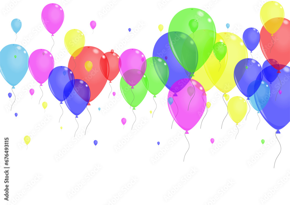 Pink Confetti Background White Vector. Balloon Symbol Illustration. Green Latex. Yellow Surprise. Helium Present Template.
