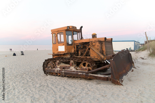 bulldozer on the beach
