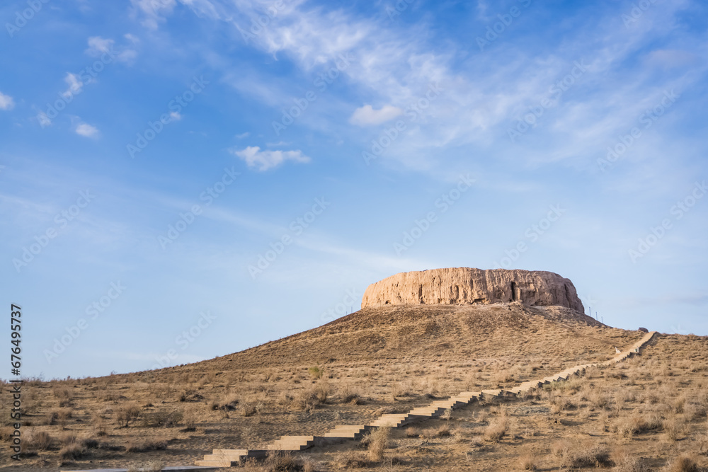 Historical monument Chilpik Dakhma Kala of Zoroastrian culture in Karakalpakstan