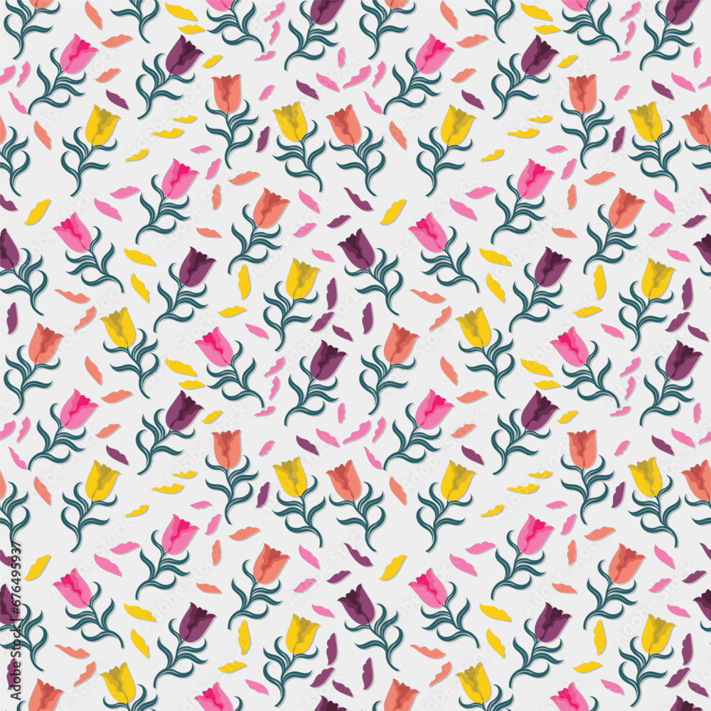 vector flower beautiful seamless pattern for decoration, wallpaper, fabric, wrapping, background, display, etc.
