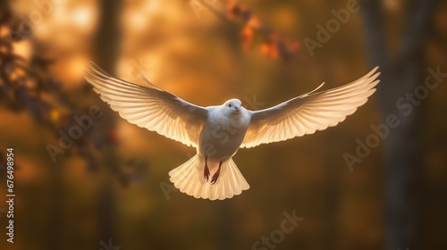 A soft focus image of a bird flying with shallow  AI generated illustration © ArtStage
