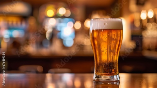 A soft focus image of a glass of beer with shallow AI generated illustration