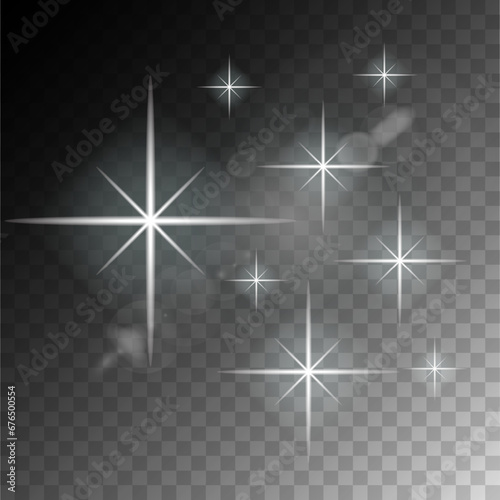 Clean and shine stars. Glittering light effect. Twinkle star on transparent background. photo