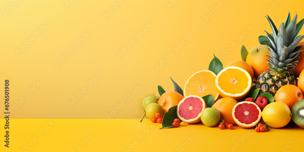 bright tropical fruits and juices. healthy eating concept. ai generative bright tropical fruits and juices. healthy eating concept. ai generative