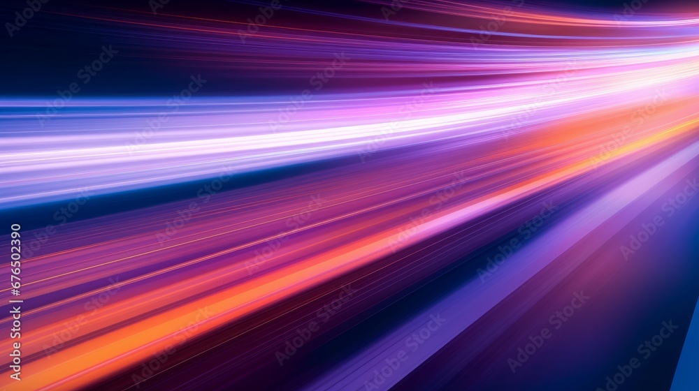 Naklejka premium abstract long exposure dynamic speed light trails AI generated illustration