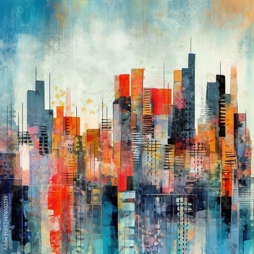 Abstract interpretation of a city skyline  AI generated illustration