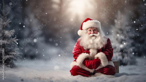 Santa sitting in snow - Generative Ai