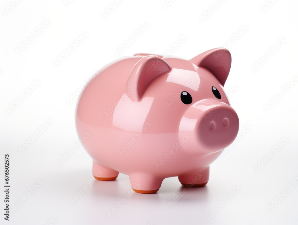 pink pig on a white background. piggy bank