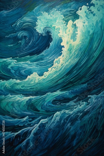 An abstract interpretation of ocean waves  AI generated illustration