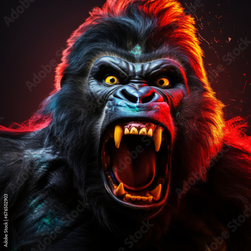 Face of an angry monster gorilla