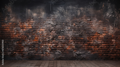 empty brick wall background in grunge style. ai generative photo