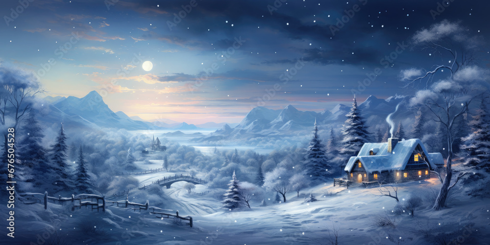 Beautiful winter landscape. Banner