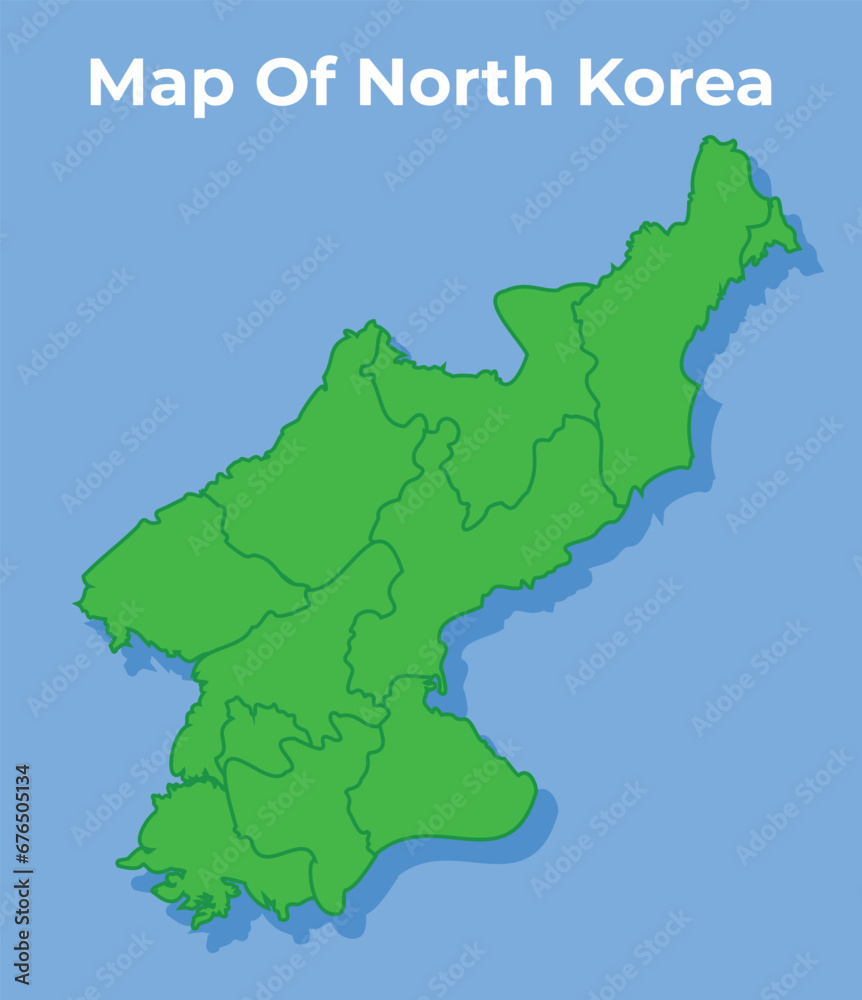 Detailed map of North korea country in green vector illustration