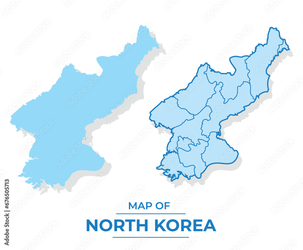 Fototapeta premium Vector North korea map set simple flat and outline style illustration