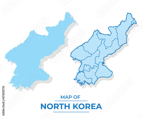 Vector North korea map set simple flat and outline style illustration