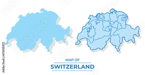 Vector Switzerland map set simple flat and outline style illustration