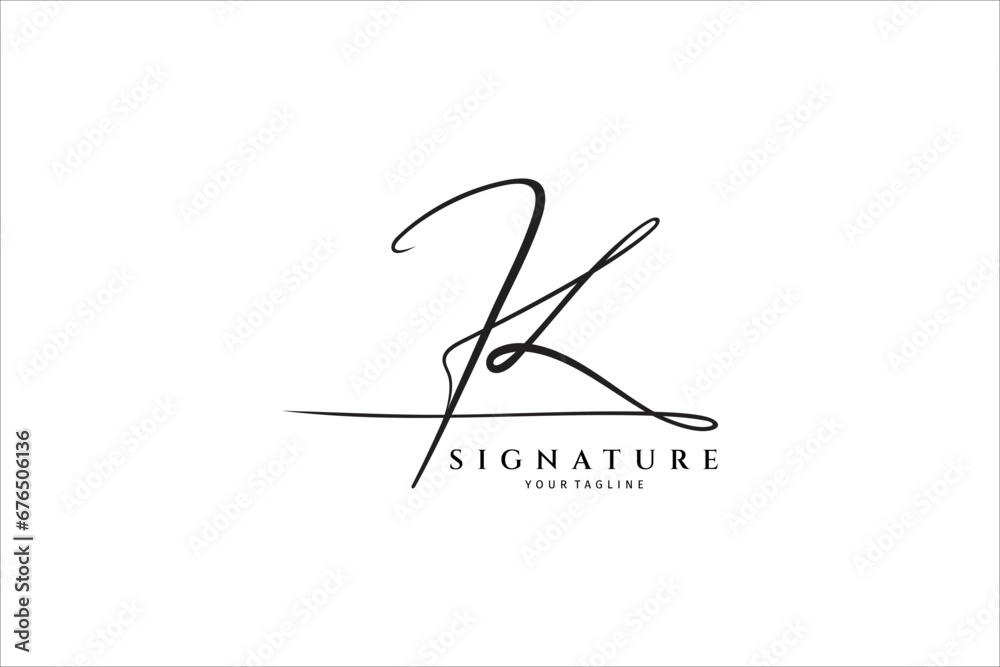 Handwritten K letter logo. Simple signature vector Handwritten K letter logo. Simple signature vector
