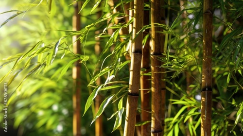 close-up of a single bamboo tree with its tall AI generated illustration