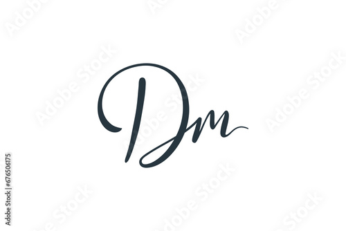 Dm initial signature logo. Handwriting logo template vector photo