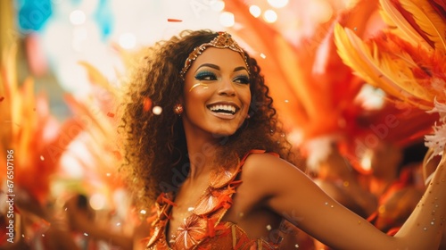 Colorful Brazilian Carnival with Samba Dancers