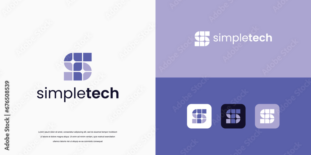 Fototapeta premium abstract logo design, letter S logo technology company