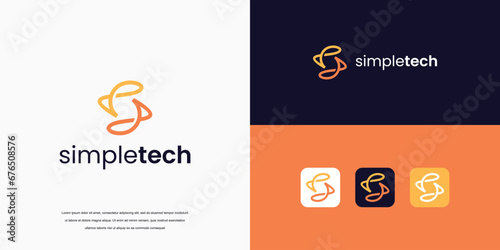 abstract logo design, letter S logo technology company