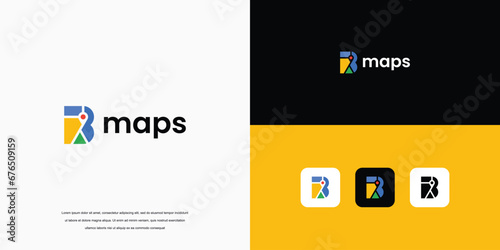 letter mark maps logo, b logo