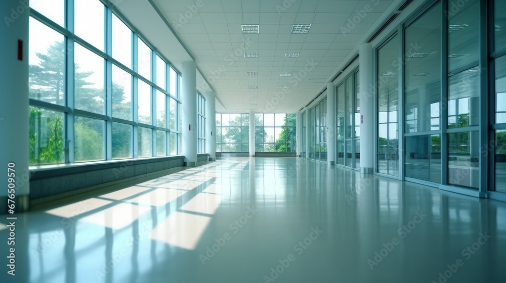 Light blurred background The hall of an office AI generated illustration Light blurred background The hall of an office AI generated illustration