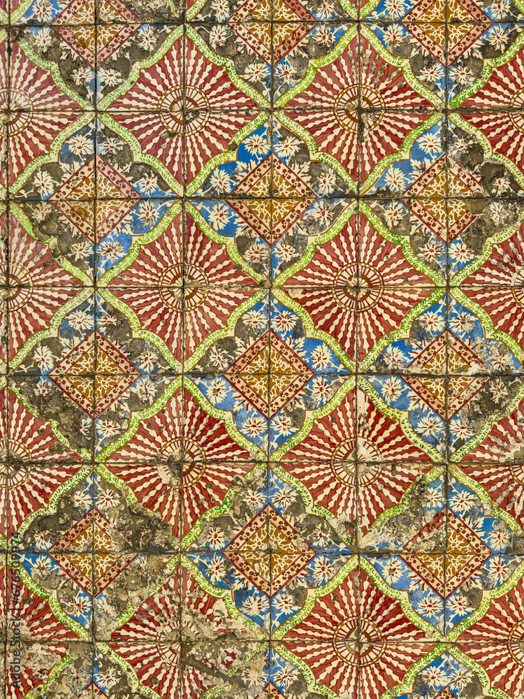 Traditional ornate portuguese decorative ceramic tiles azulejos