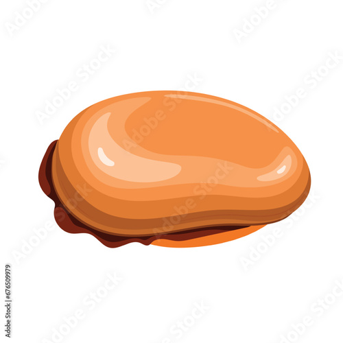 Mussel vector illustration. Cartoon isolated top view of one bivalve mollusc without shell, delicatessen seafood and delicacy for cooking restaurant or home menu dishes, fresh raw single mussel