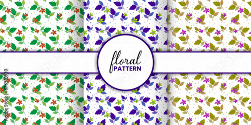 Fotografie Free vector floral seamless pattern,
Floral pattern design template, Set of floral design elements