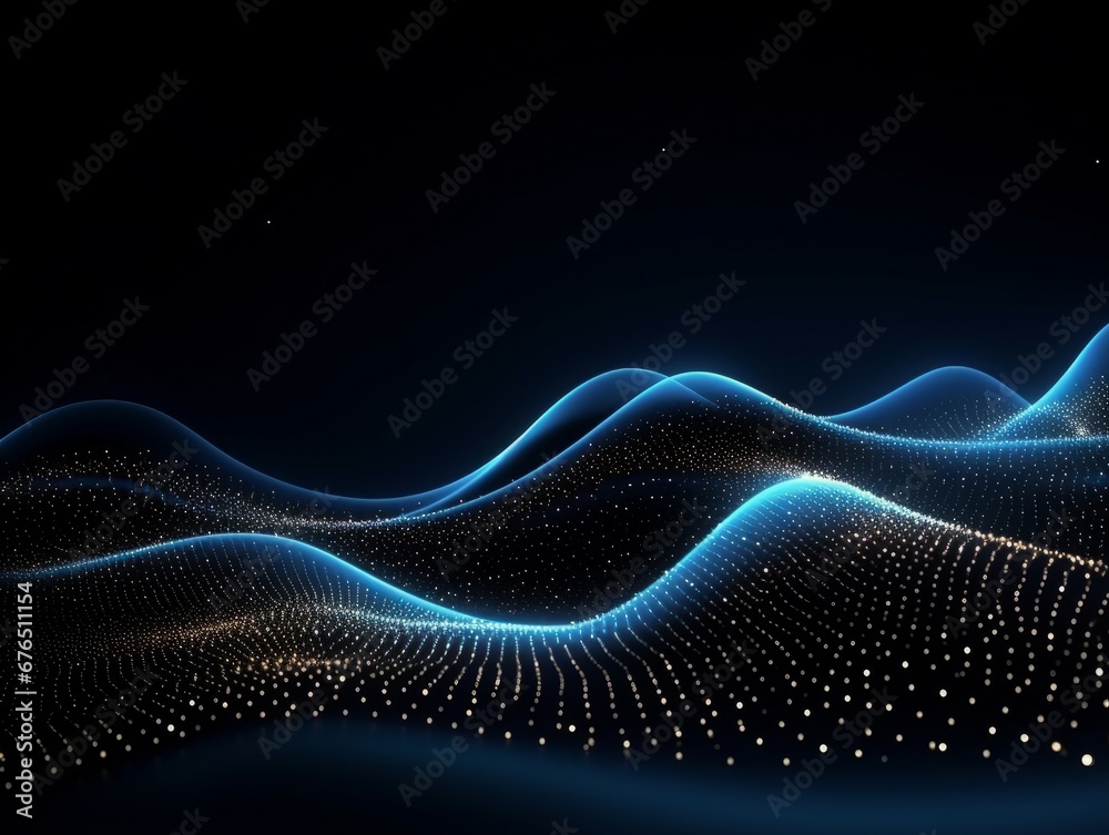 Abstract sci-fi blue waves, concept of digital future., AI Abstract sci-fi blue waves, concept of digital future., AI