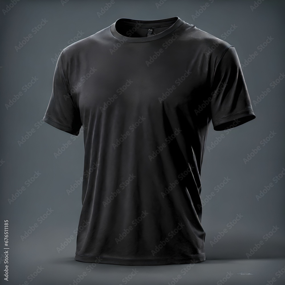 A black t-shirt with a blank background A black t-shirt with a blank background