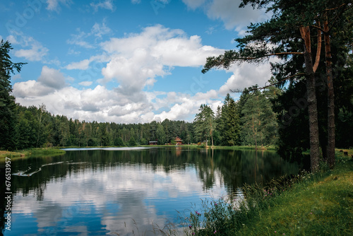 Fototapeta Naklejka Na Ścianę i Meble -  Beautiful forest lake in Russia.