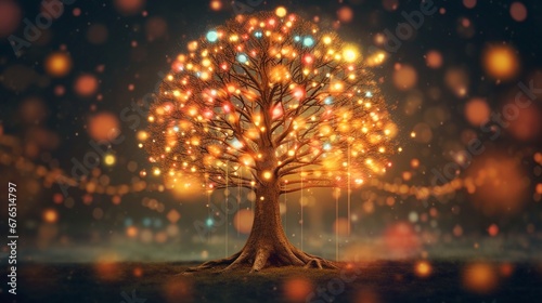 Christmas Magic & Joyous 2023 Promises Amidst Bokeh Tree Lights © Rikta