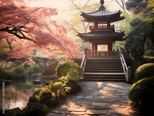 japanese temple in the morning