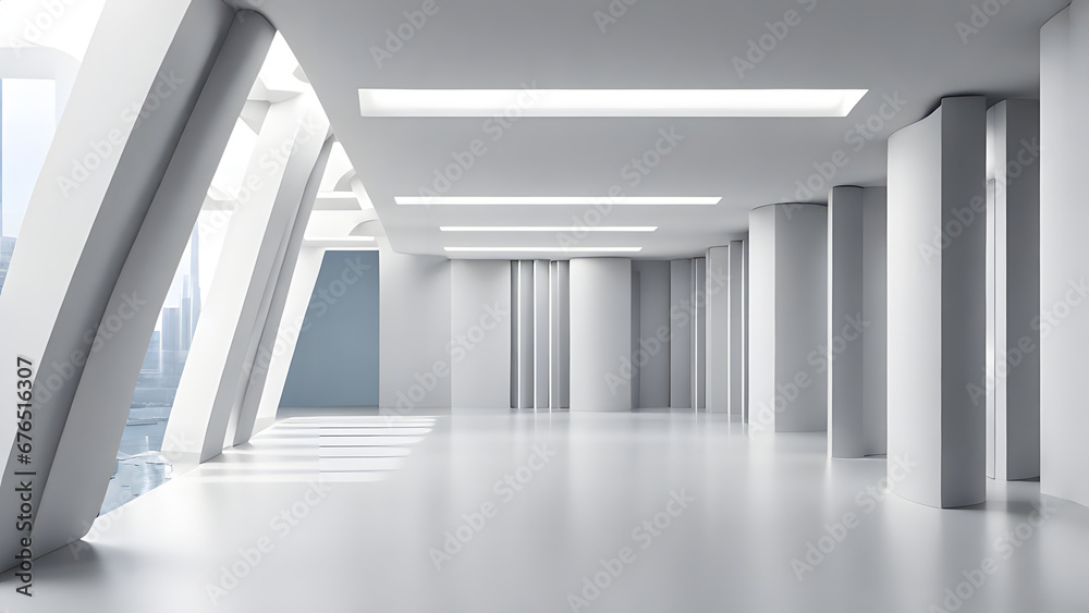 Fototapeta premium 3d rendering of abstract empty white room with light from the side.