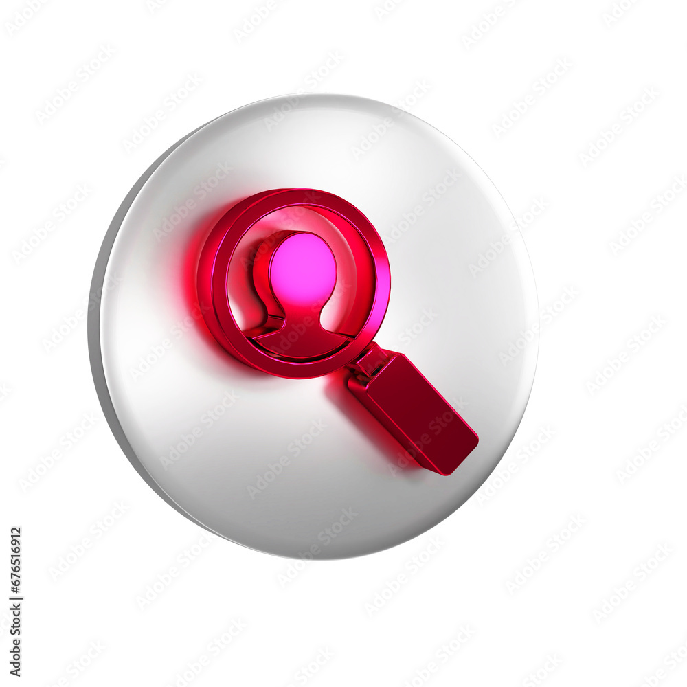 Red Medical analysis icon isolated on transparent background. Medicine help. Pharmacy medication symbol. Silver circle button.