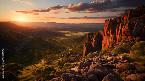 A photo of the Valley of Desolation, with the unique rock formations as the background, during a fiery sunset photo
