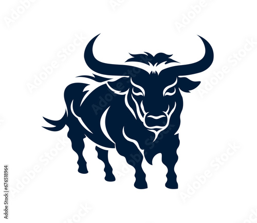 bull silhouette logo on white background manually created