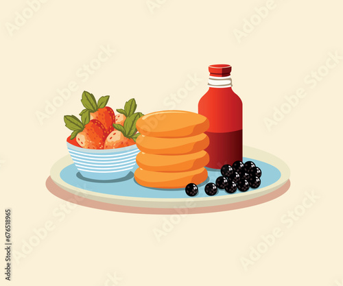 Delicious traditional food set vector illustration manually created